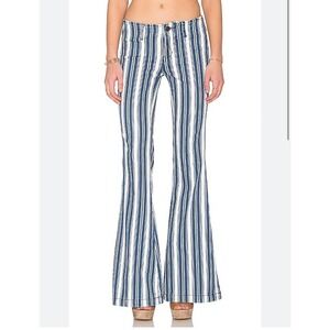 Free People Blue and White Striped Flare Pants